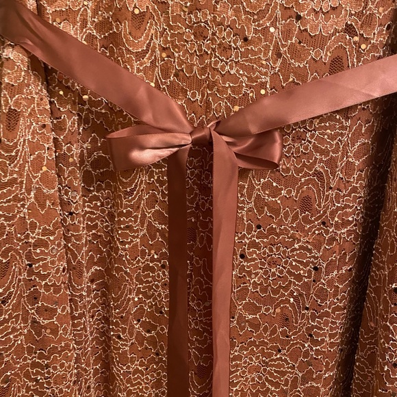 NWOT Plus Size Dark Salmon Lace Long Evening Wear Dress - Picture 6 of 11